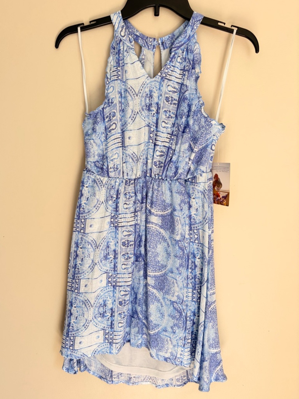 Girls Medium O'Neill Blue & White Printed Sleeveless Dress – Flowy Summer Style